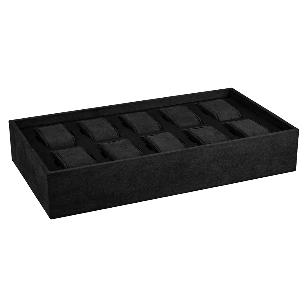 Wolf The Den 8 Piece Watch Winder Safe Black 430802 ten-piece suede watch tray