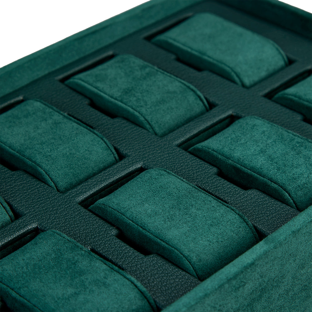 Wolf The Den 8 Piece Watch Winder Safe Green 430841 suspended watch cuffs detail