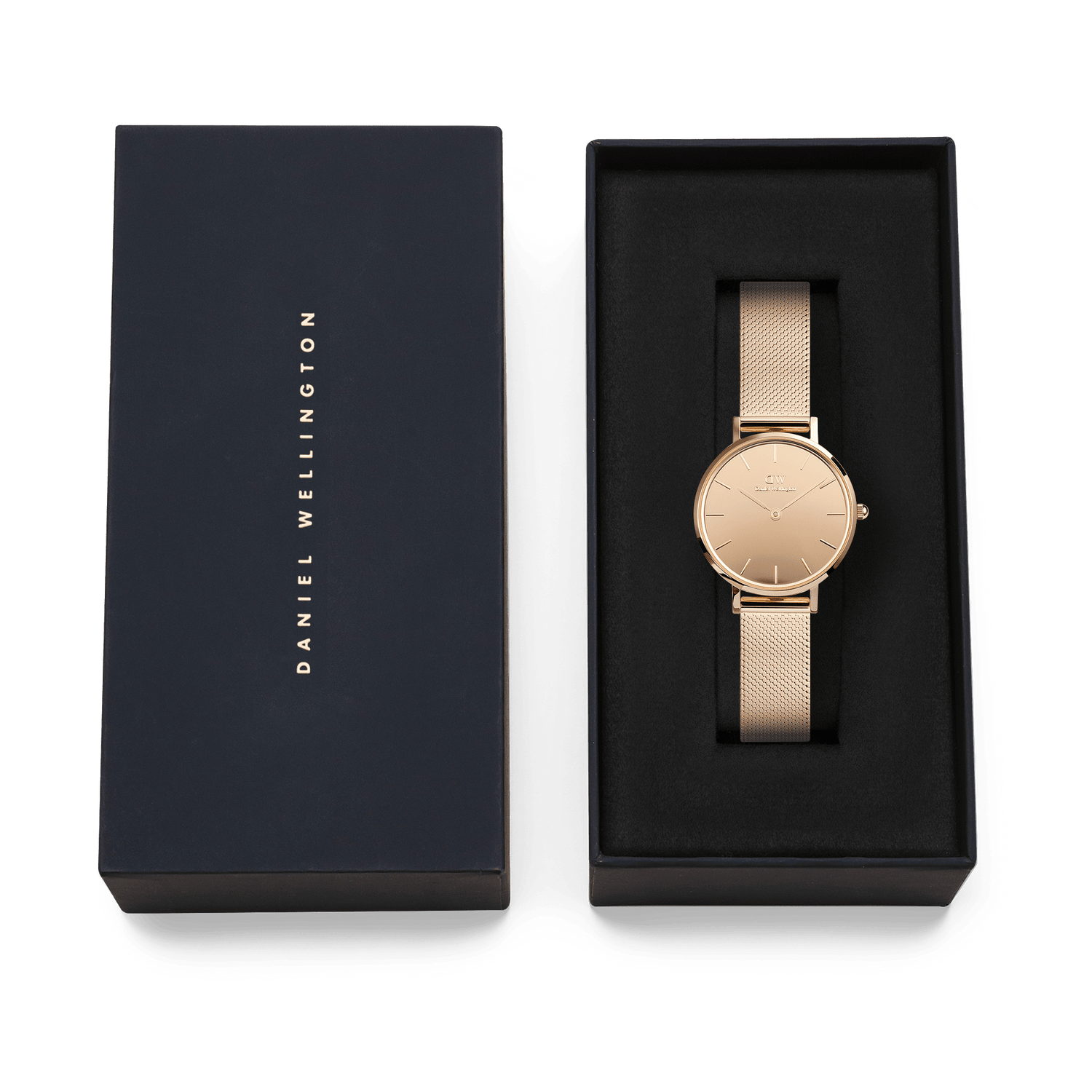 Daniel Wellington Petite Mirror Reflection Rose Gold Dial Watch DW00100795