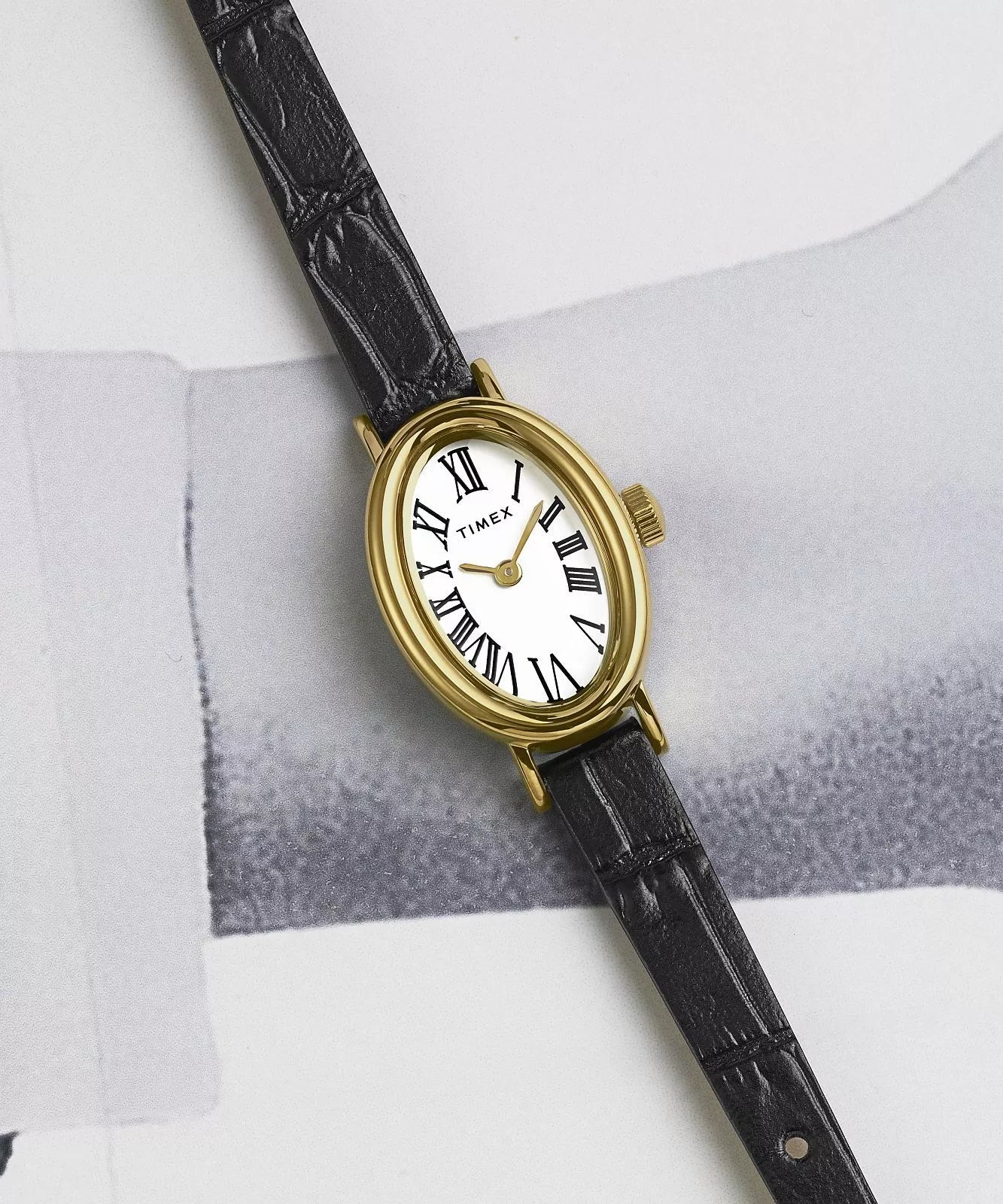 Timex Cavatina Gold Case with Black Leather Band Women's Watch TW2W78300