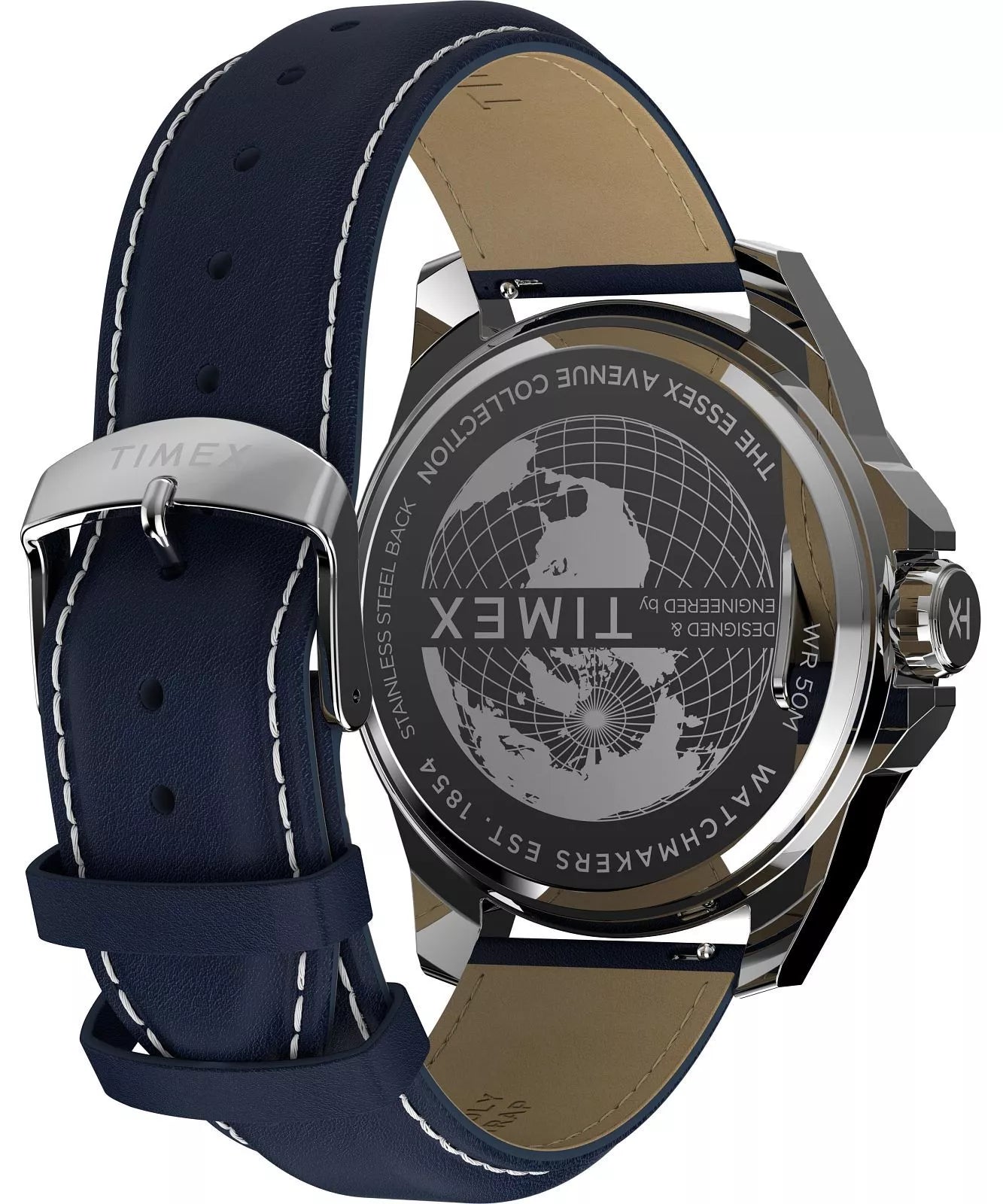 Timex Essex Multifunction 44mm Blue Leather Strap and Dial Watch TW2W80200