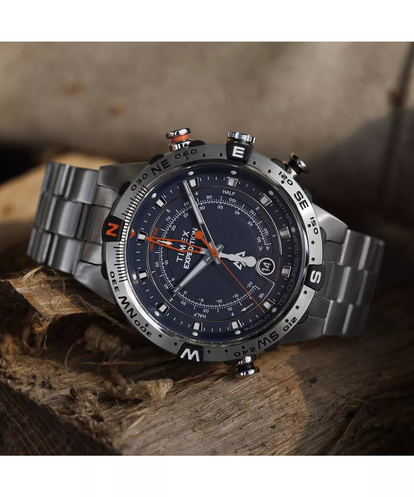 Timex Expedition North Tide Temp Compass Stainless Steel Band TW2Y12900
