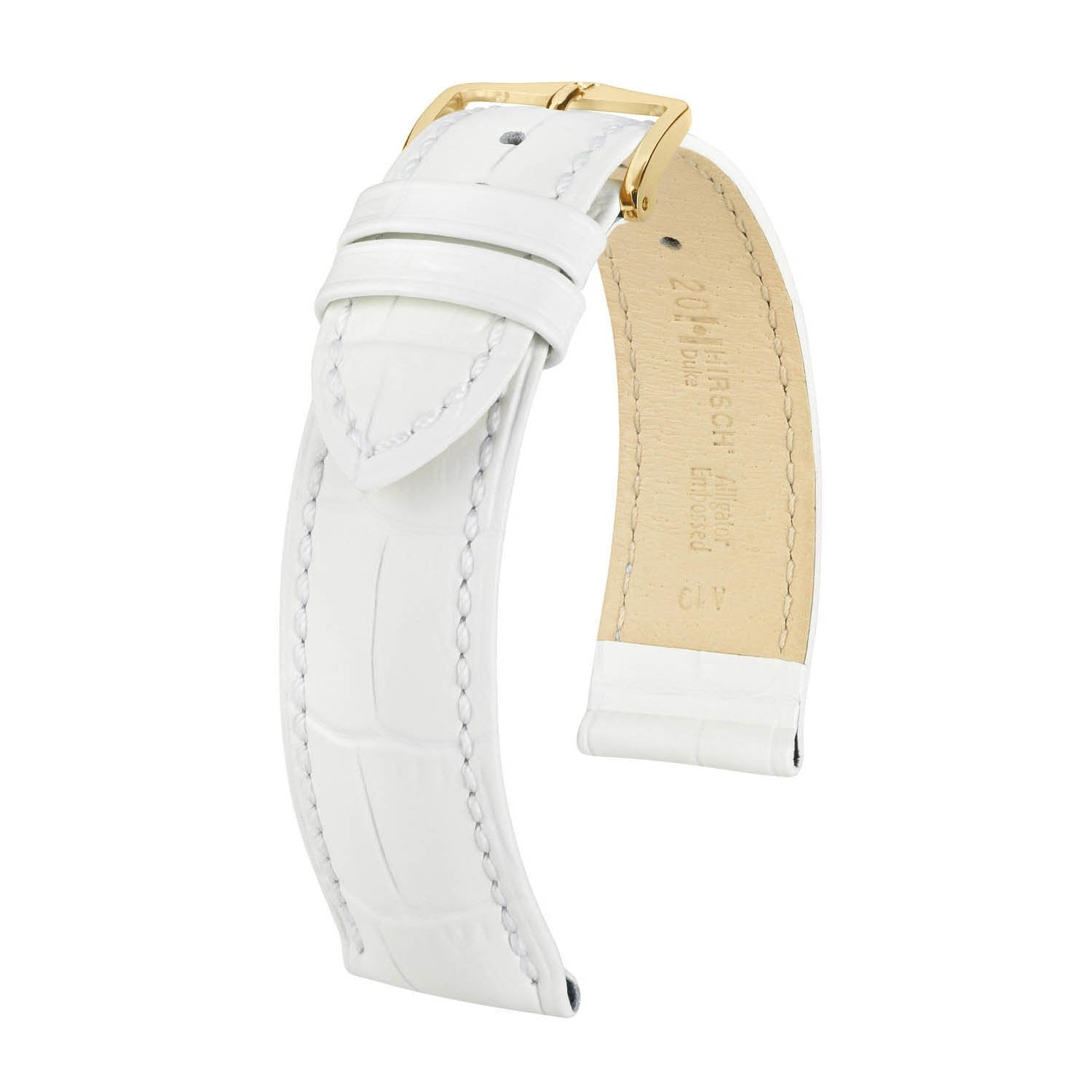 Hirsch Duke White Alligator Embossed Leather Watch Band Watch