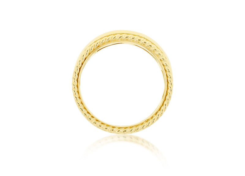 9K Yellow Gold Wide Rope Edge Ring