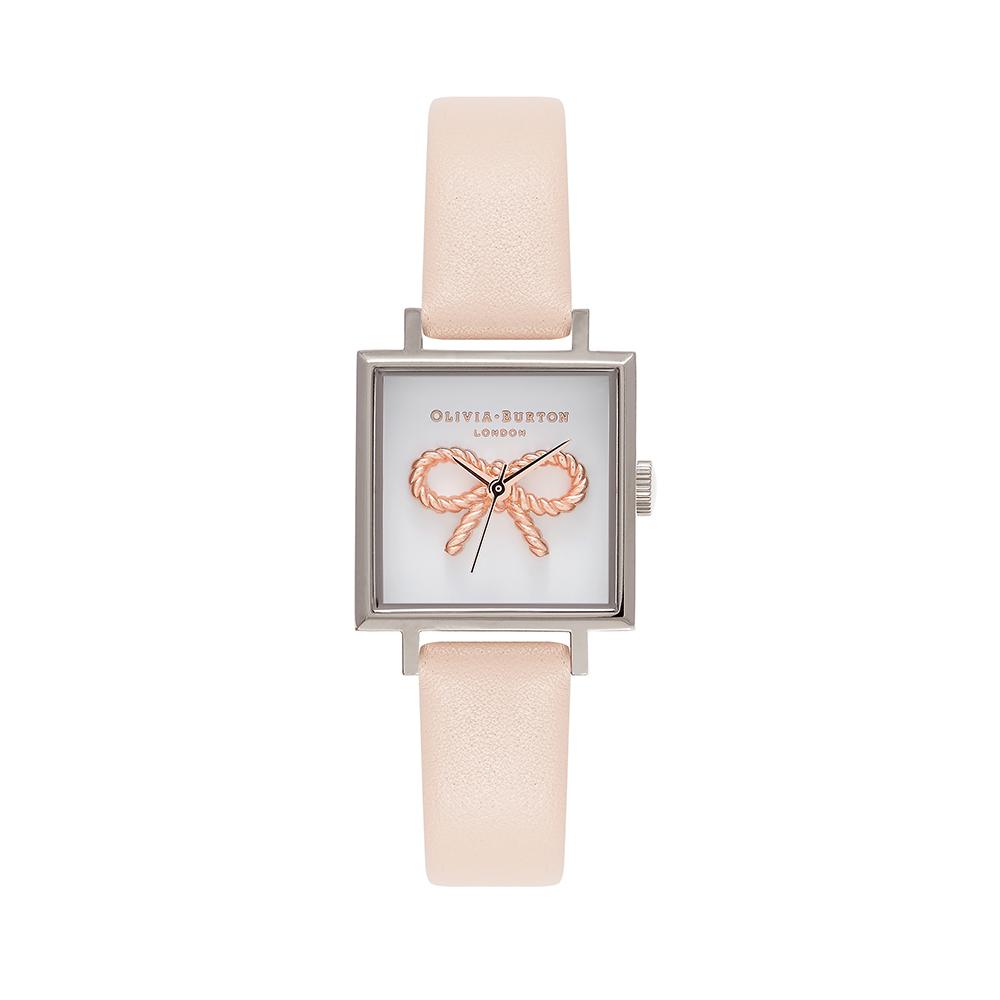 Olivia Burton Vintage Bow Silver Peach Watch - Silver