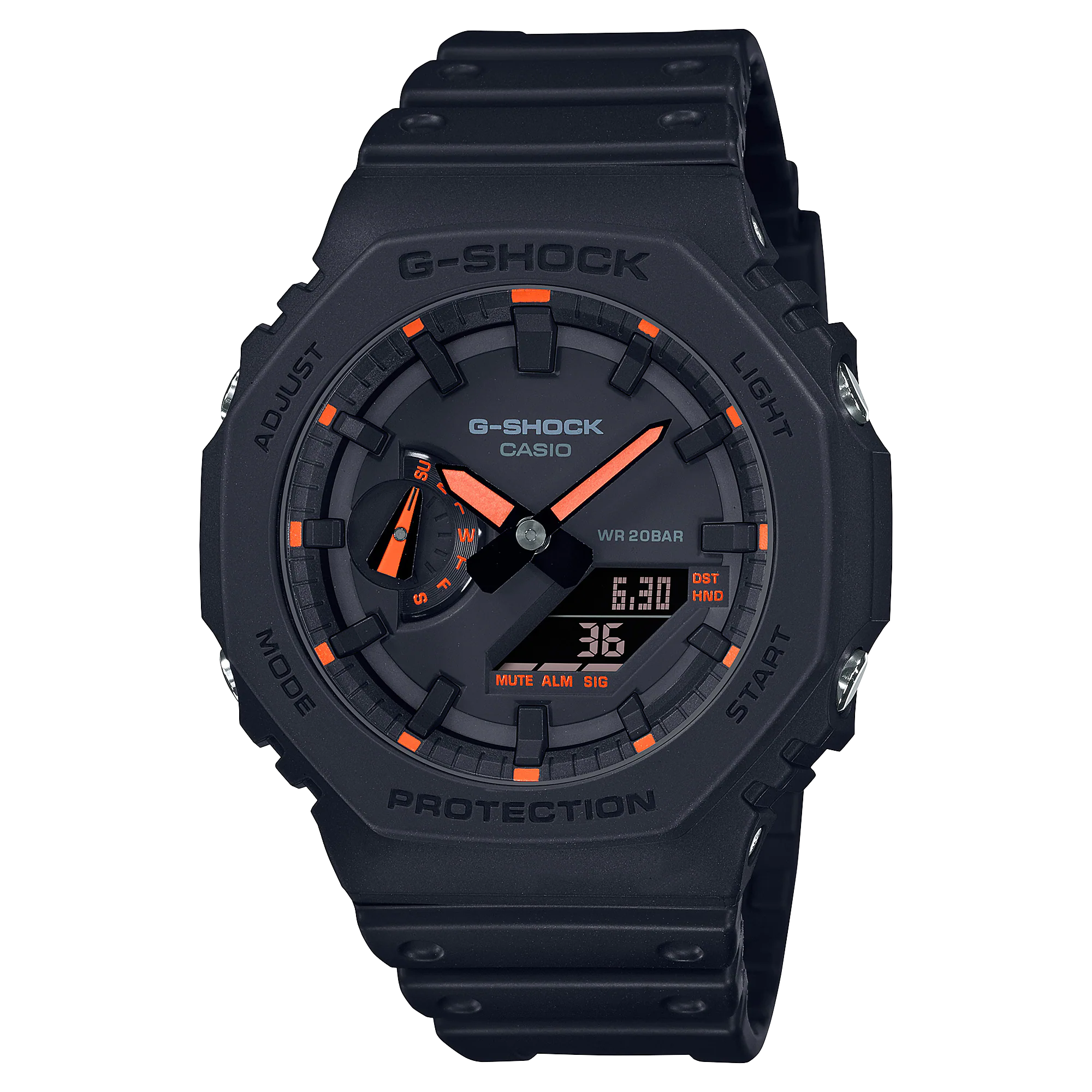 G-Shock Neon Accent Black Resin Band Watch GA2100-1A4