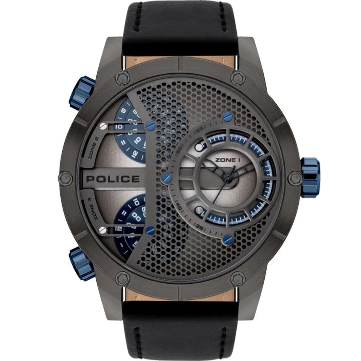 Police Vibe Black Leather Strap Watch PEWJA2118102