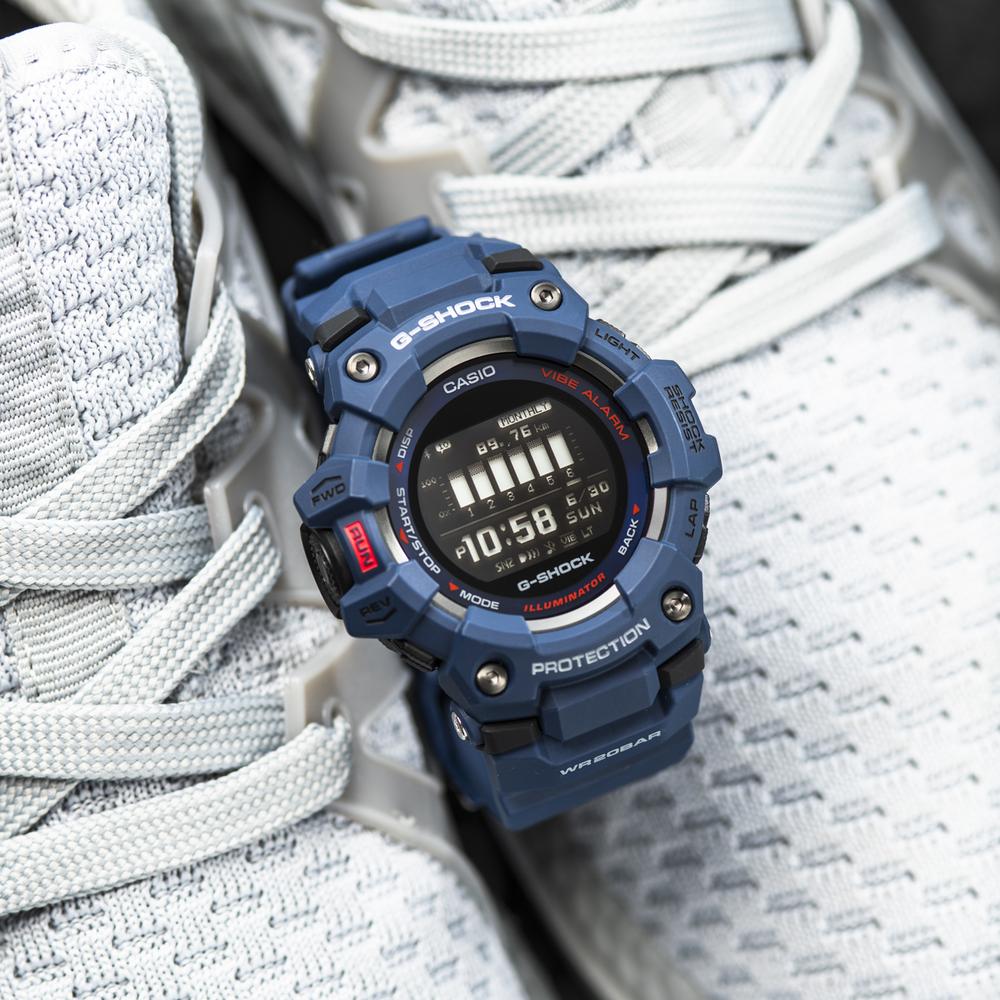 Blue G-Shock digital wristwatch with a rugged design.