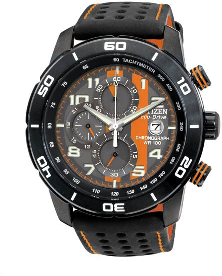 Citizen Eco Drive Primo Black Orange Leather Strap Ca0467 11H Mens Watch