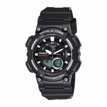 Casio Telememo 30 World Time Alarm Analog Digital Aeq-110W-1Av Aeq110W-1Av Mens Watch