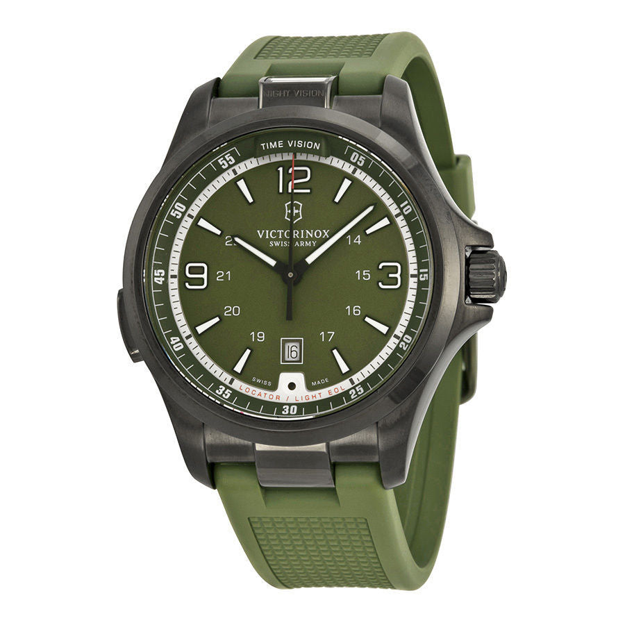 Victorinox Night Vision Olive Green Dial Rubber Strap Mens Watch
