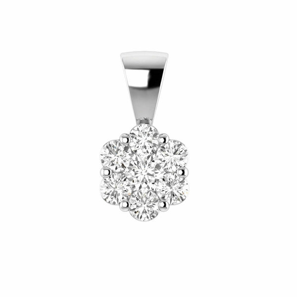 Cluster Diamond Pendant With 0.25ct Diamonds In 9K White Gold