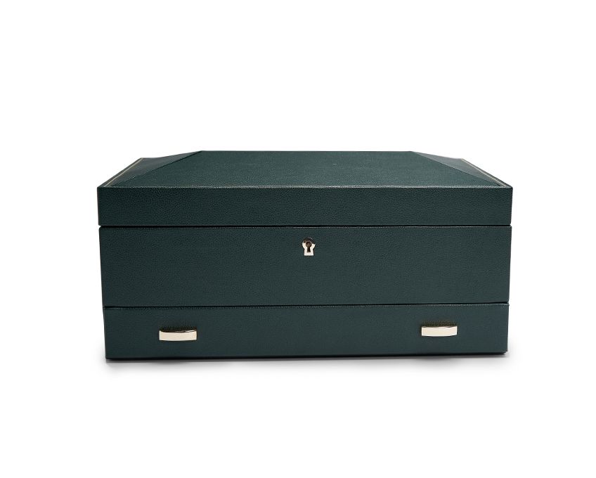 Wolf British Racing Green 10 Piece Watch Box with Storage 792841