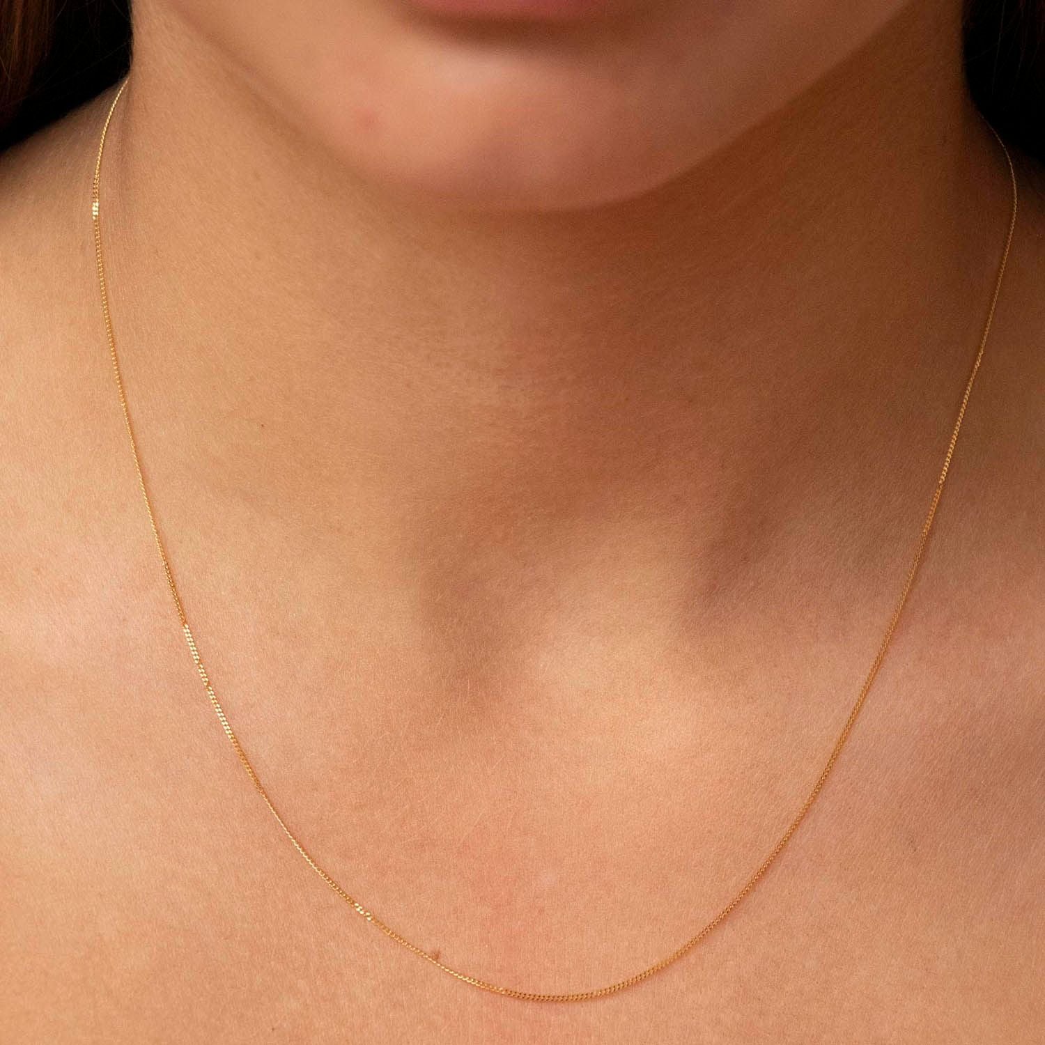 9K Yellow Gold Solid Diamond Cut Curb Chain 40-45cm