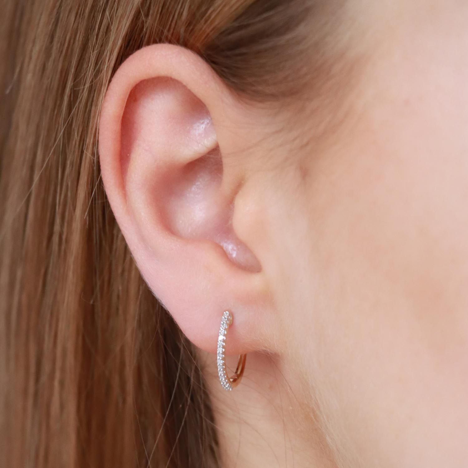 Hoop Earrings With 0.08Ct Diamond In 9K Yellow and White Gold