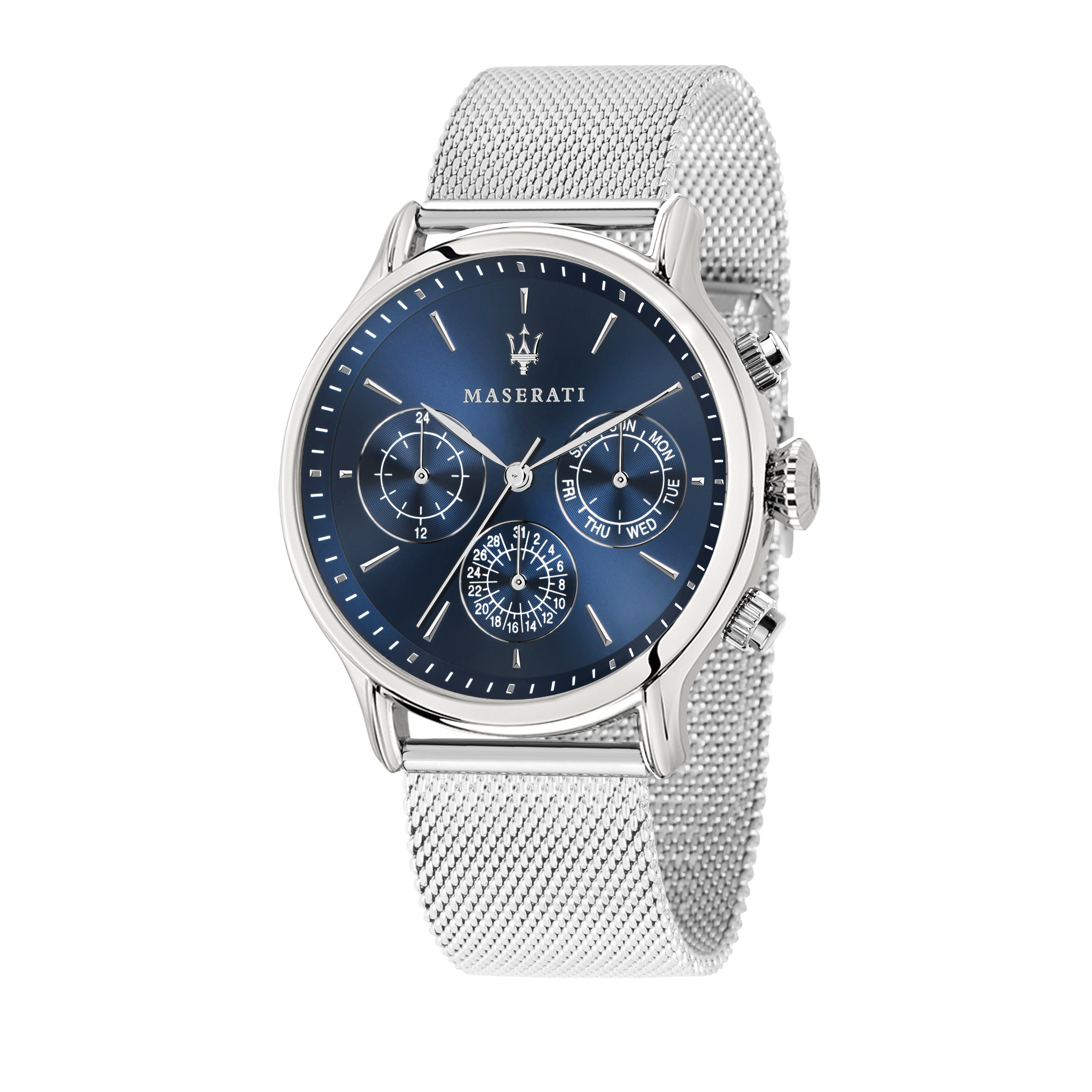 EPOCA 42mm Blue Dial SIlver Mesh Watch
