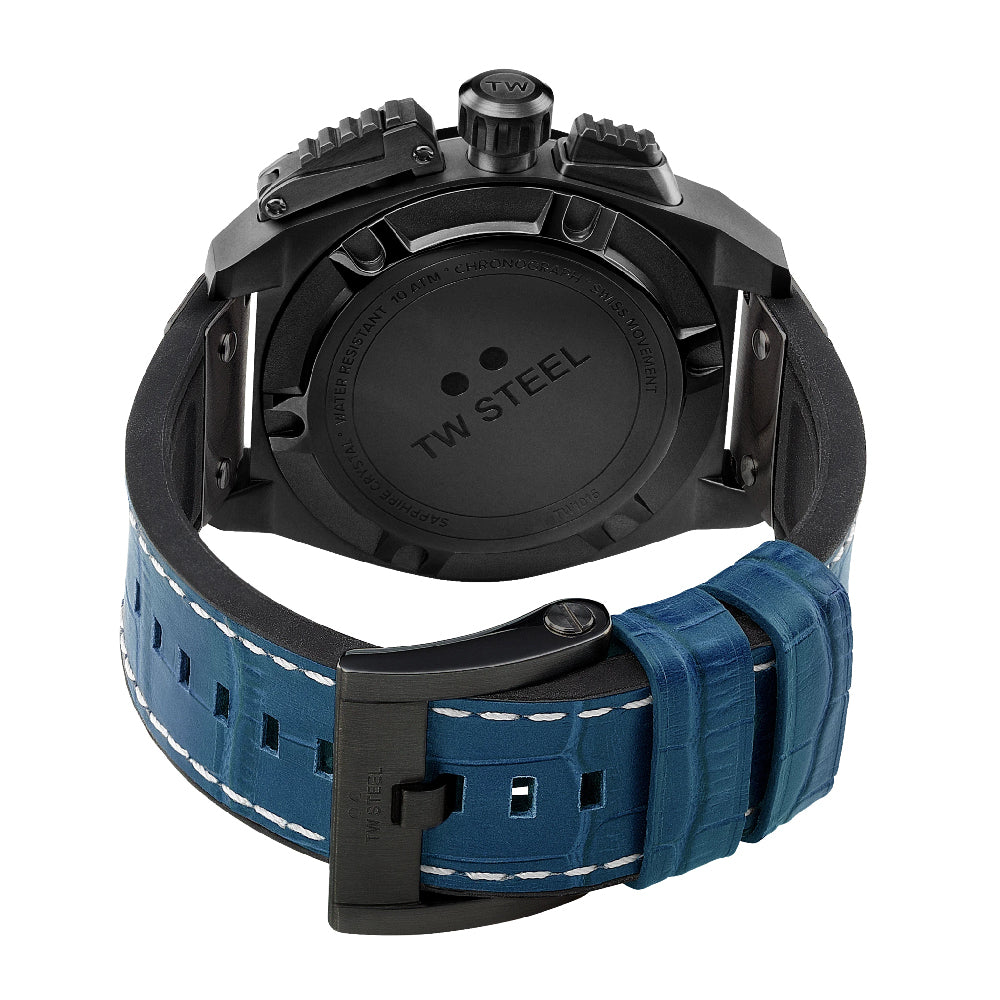 TW Steel Canteen 46mm Chronograph Blue Leather Mens Watch