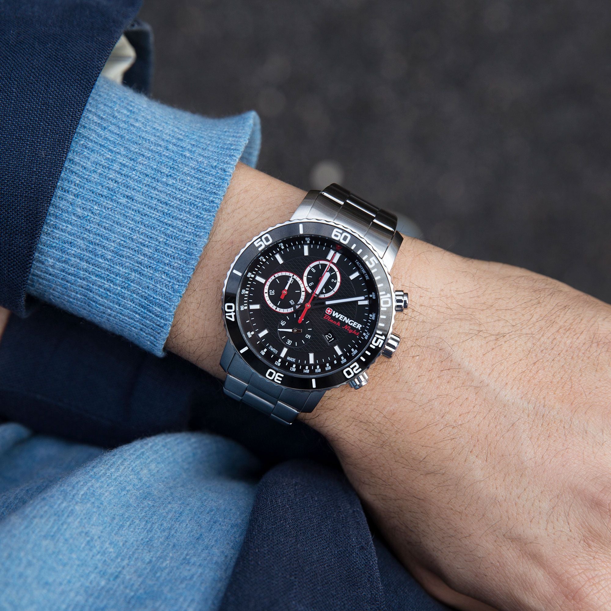 Wenger Roadster Chrono Black Dial Stainless Steel Watch 01.1843.106