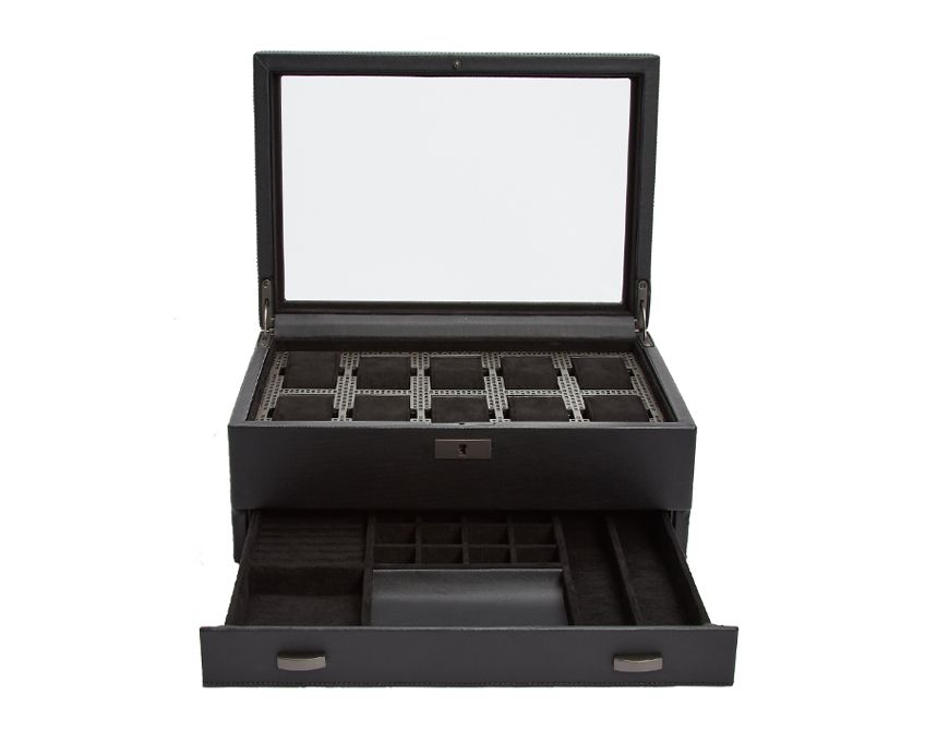 Wolf Axis 10 Piece Watch Box with Drawer Coat