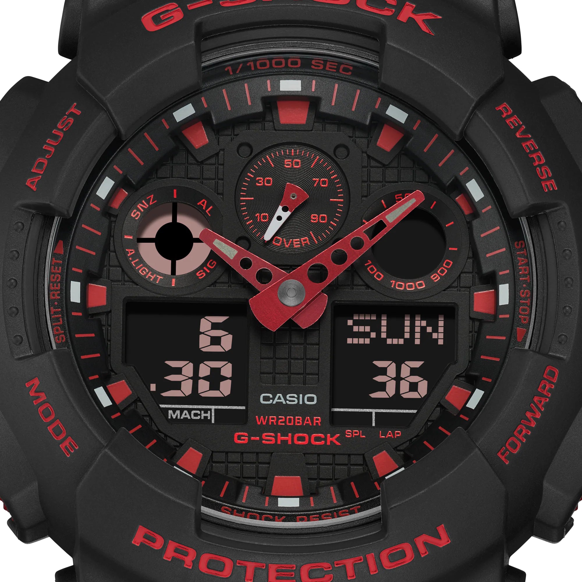 G-Shock Ignite Red Line Analog Black Resin Band Watch GA100BNR-1A