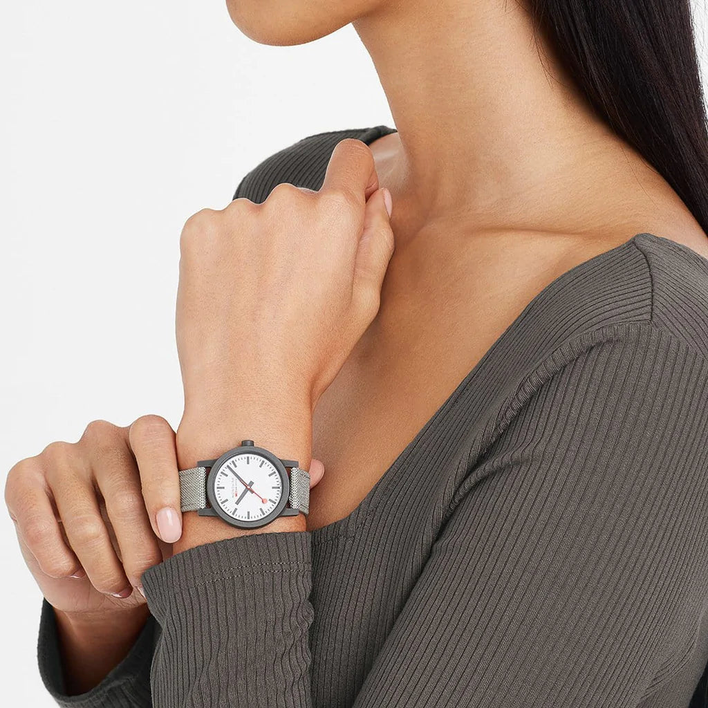 Mondaine Essence Quartz Grey White Dial Watch