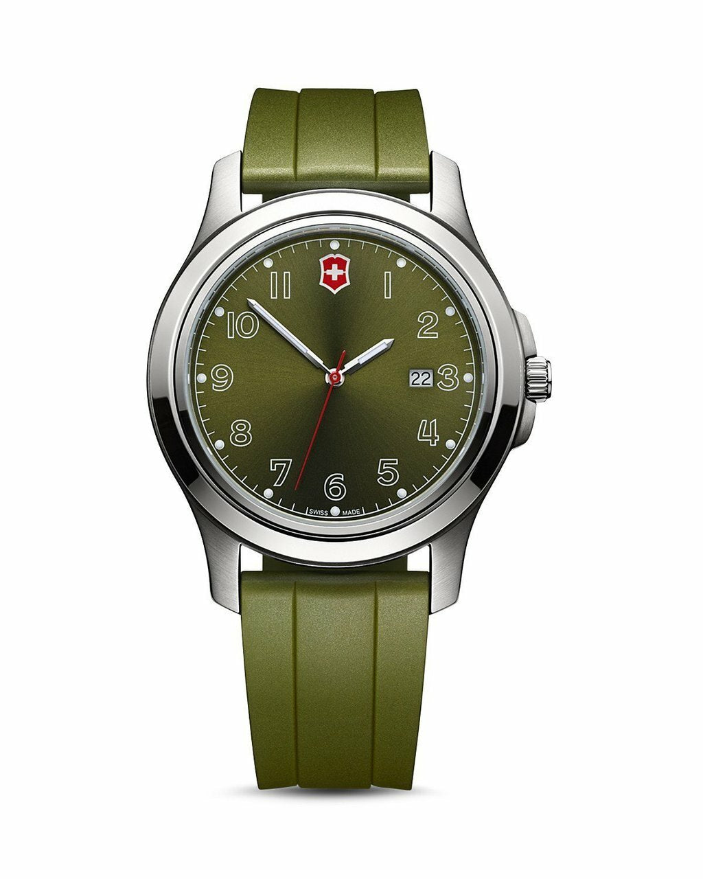 Victorinox Swiss Army Garrison Date Watch Military Green Dial And Rubb
