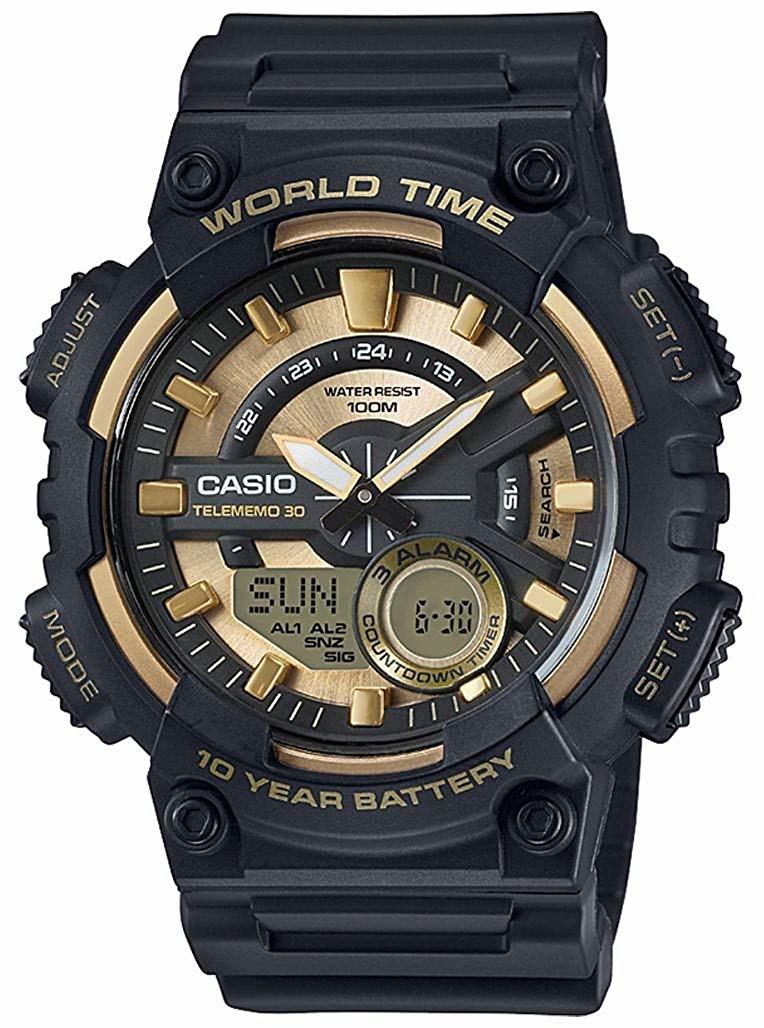 Casio Youth Series Telememo 30 World Time Alarm Mens Watch AEQ110BW-9A