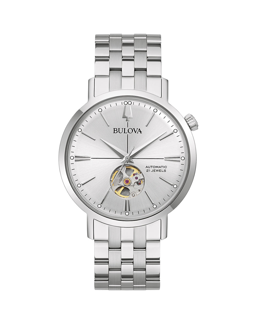 Bulova black hotsell and silver watch