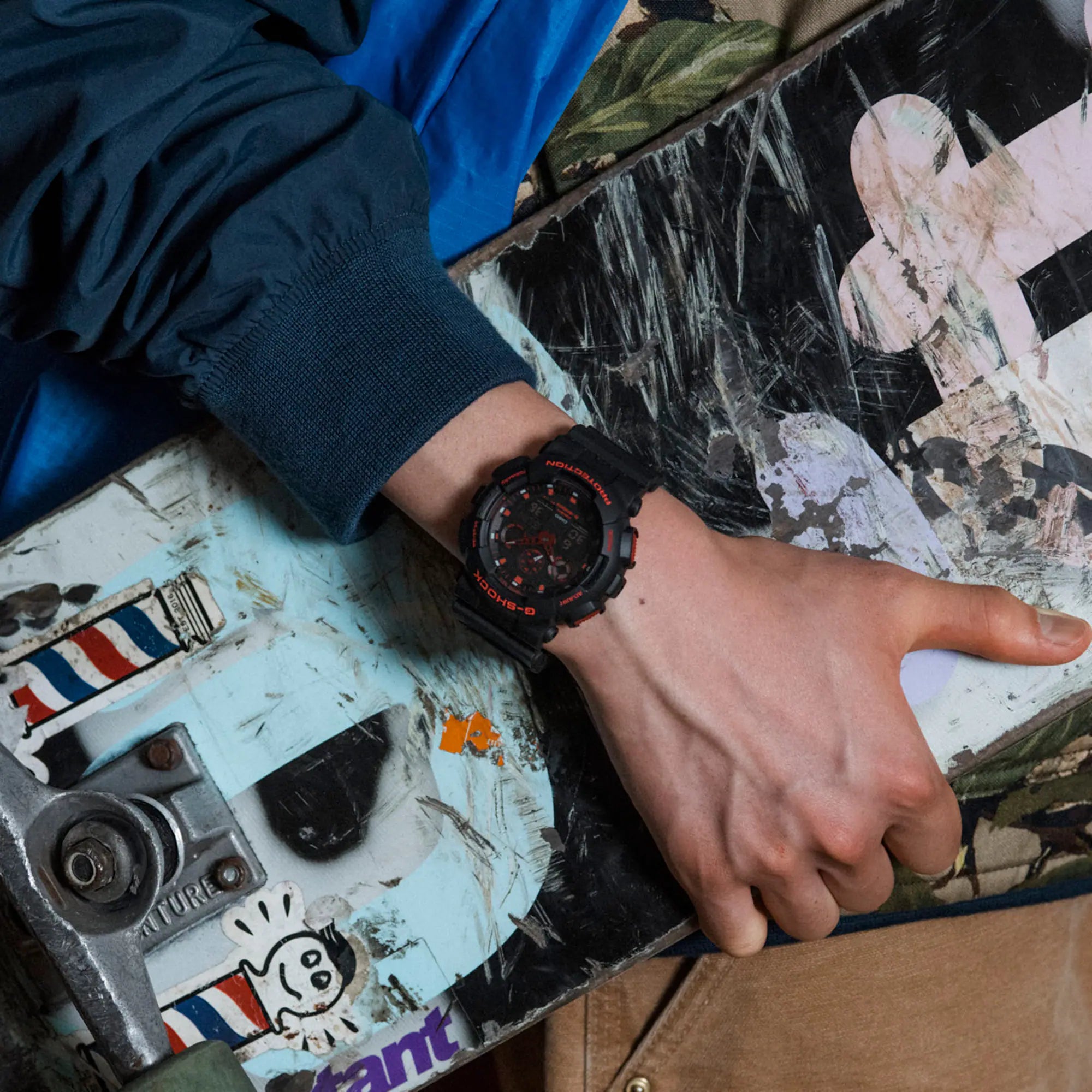 G-Shock Ignite Red Line Analog Black Resin Band Watch GA100BNR-1A