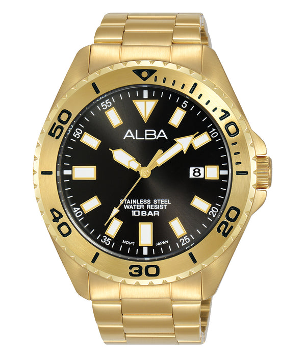 Alba Active Sports Gold Stainless Steel Mens Watch AS9Q38X