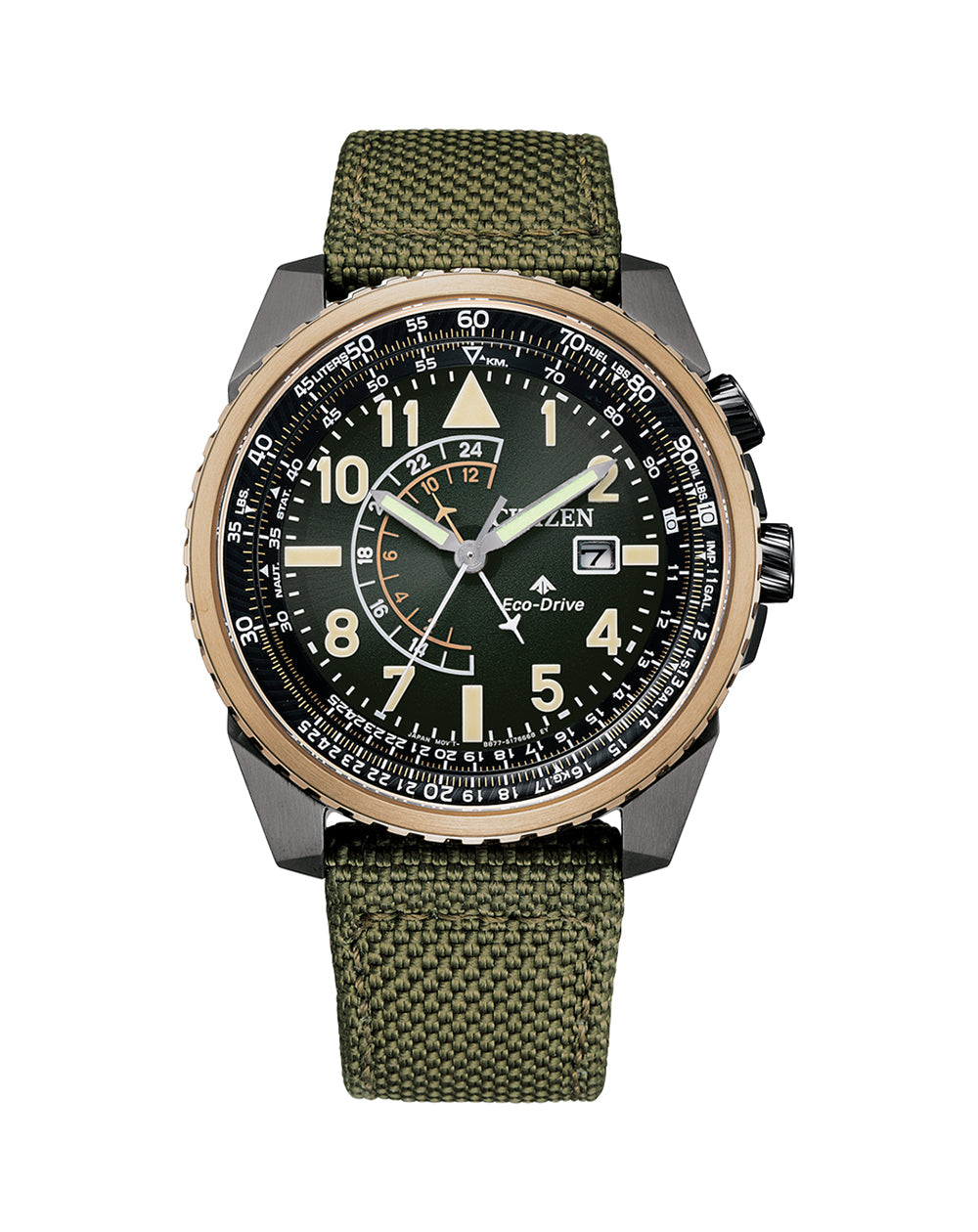 Citizen Pro Master Sky Military Green Mens Watch BJ7136-00E
