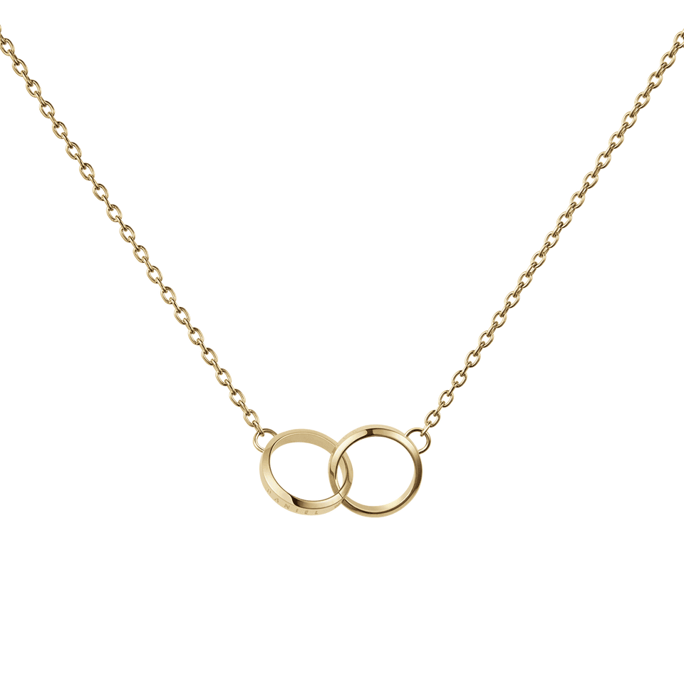 Gold interlocking online circle necklace