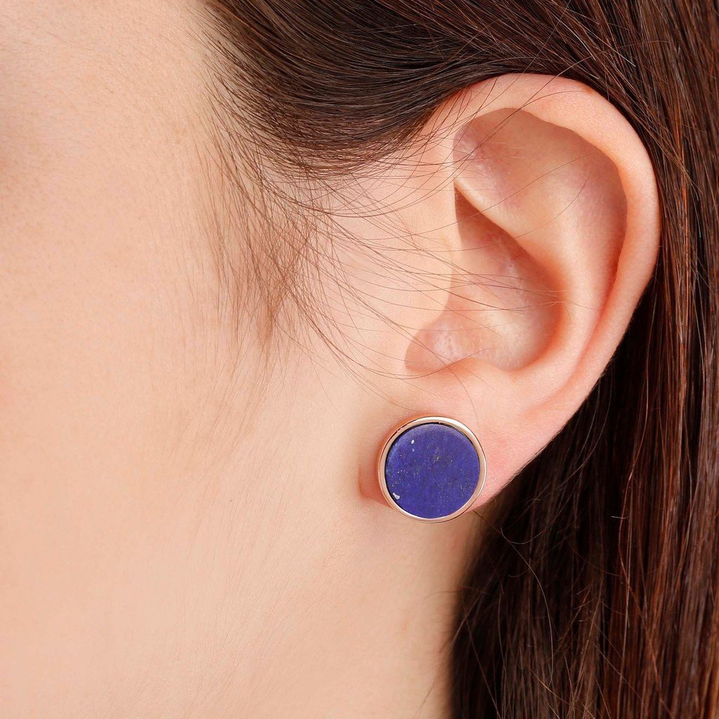 Bronzallure Gemstone Button Stud Earrings