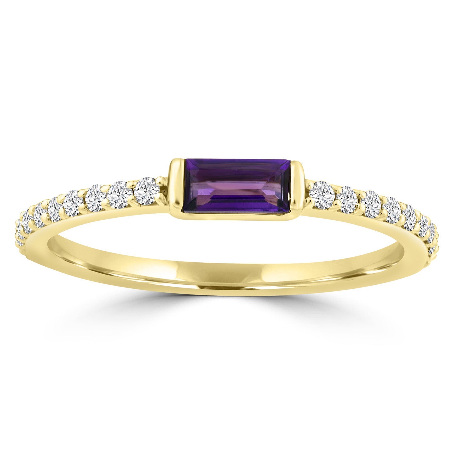 HI I1 Diamond and Amethyst Ring in 9K Yellow Gold - Main Image