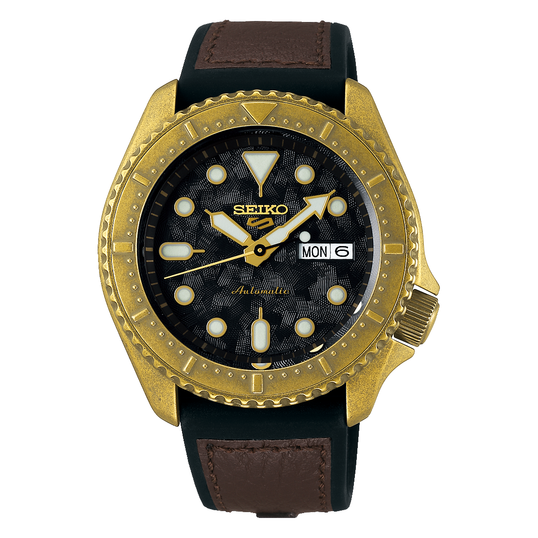 Seiko 5 Sports Automatic Brown Leather Watch SRPE80K Watch Direct