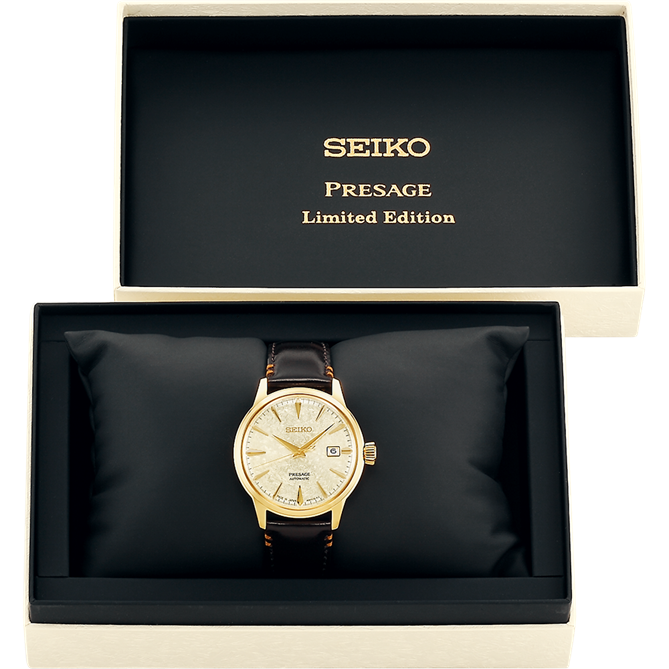 Seiko Presage Limited Edition Gold Face Watch SRPH78J