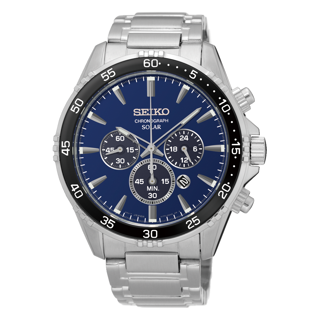 Seiko men's silvertone top stainless steel solar watch