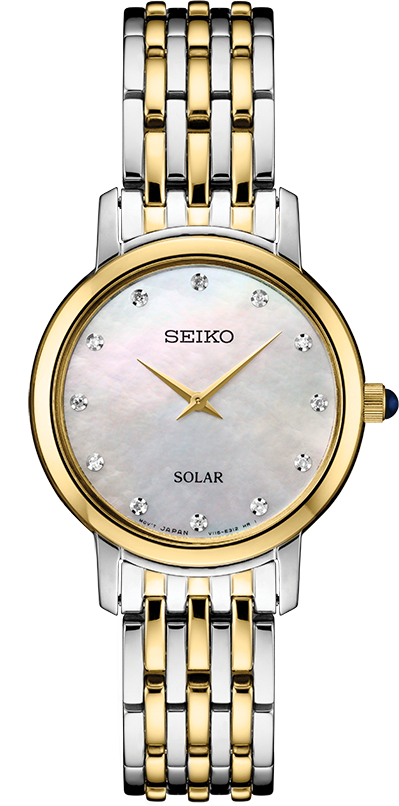 Seiko Mother of Pearl Diamond Markers Two Tone Steel Watch SUP398P