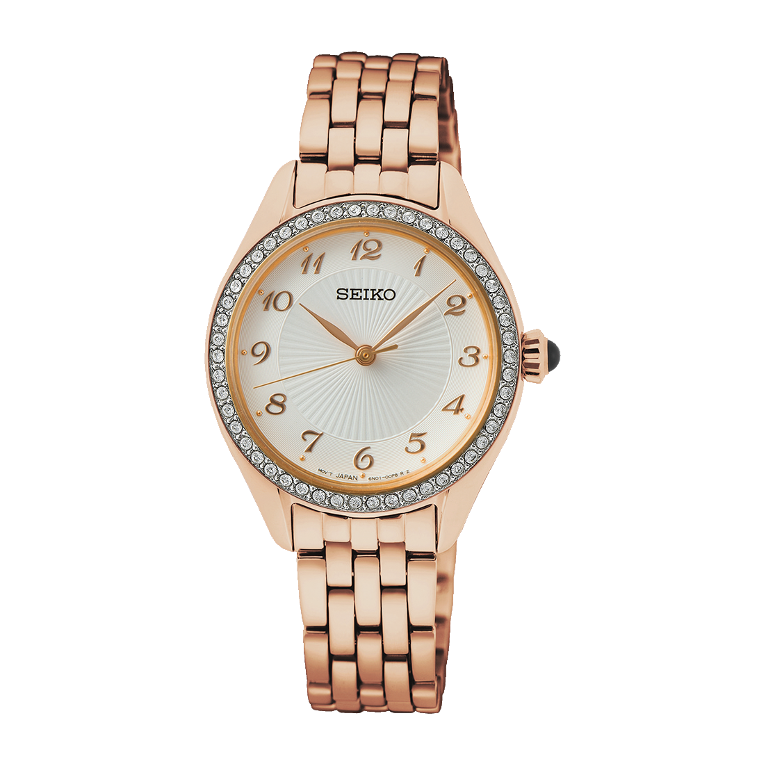 Seiko Swarovski Crystal Rose Gold Watch SUR396P