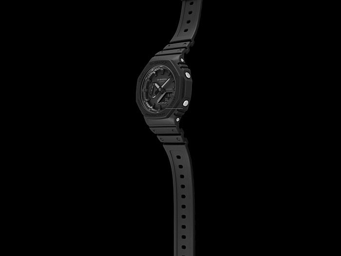 Black wristwatch with a sleek, modern design and digital display.
