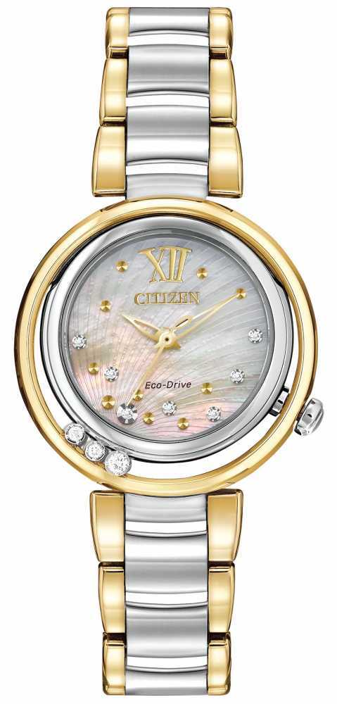 Citizen Eco-Drive L Sunrise Diamond Two Tone Womens Watch Em0324-58D