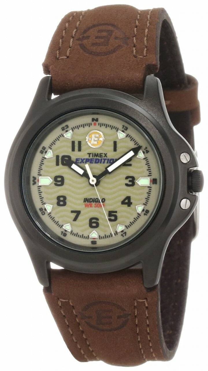 Timex Expedition Brown Leather Strap Metal Field T47042 Womens Watch