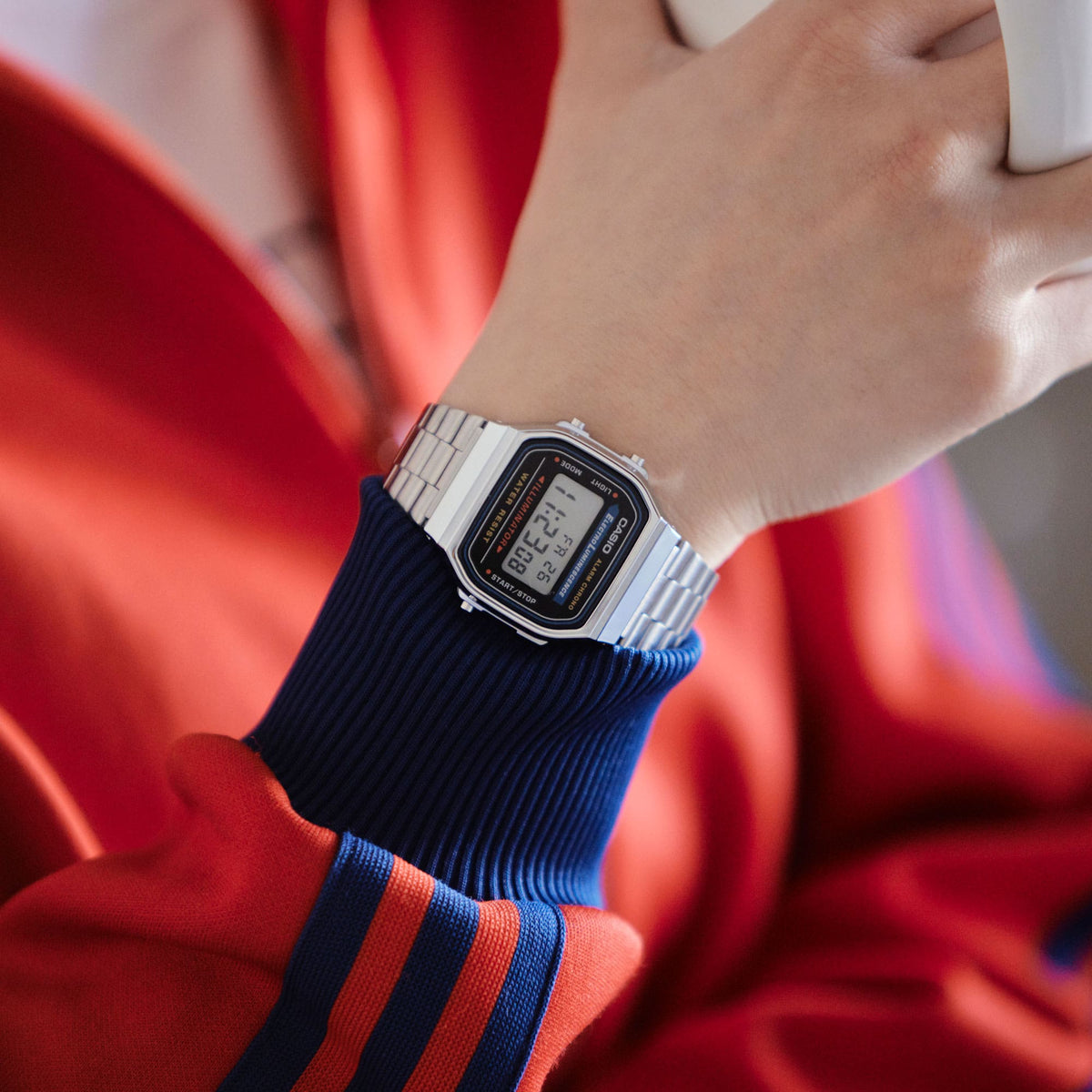 Casio Vintage A168WA-1 digital watch worn on the wrist