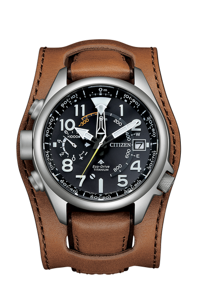 Citizen Promaster Eco Drive Brown Leather Strap Black Dial Watch BN406 Watch Direct