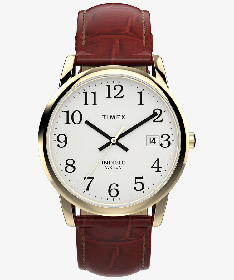 Timex Easy Reader 35 White Dial Brown Leather Strap Watch TW2W95500
