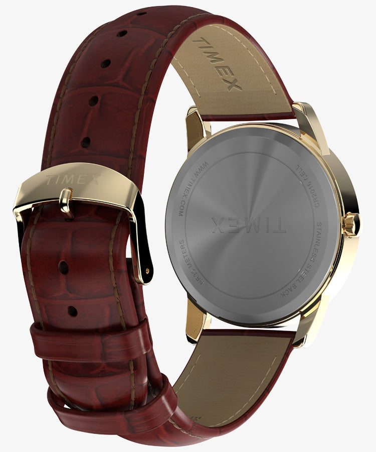 Timex Easy Reader 35 White Dial Brown Leather Strap Watch TW2W95500