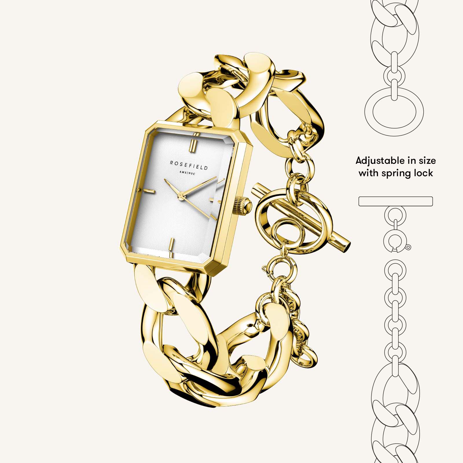 Rosefield Octagon XS Studio Gold Bracelet Watch SWGSG-O55