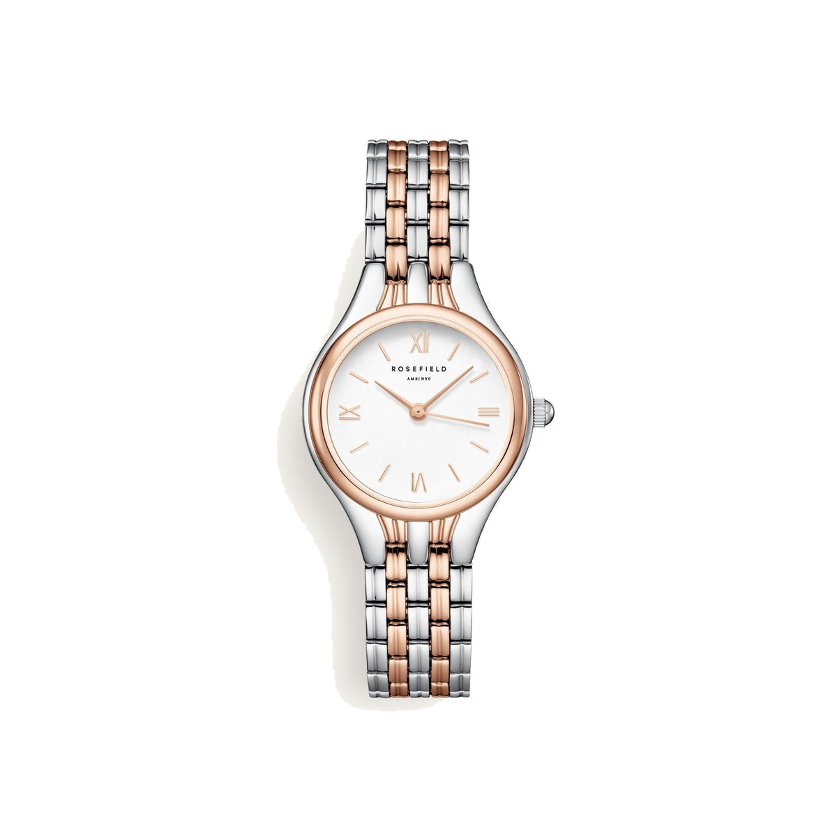 Rosefield Muse White Dial Two-Tone Silver Rose Gold Bracelet Watch MUWDSD-MU04
