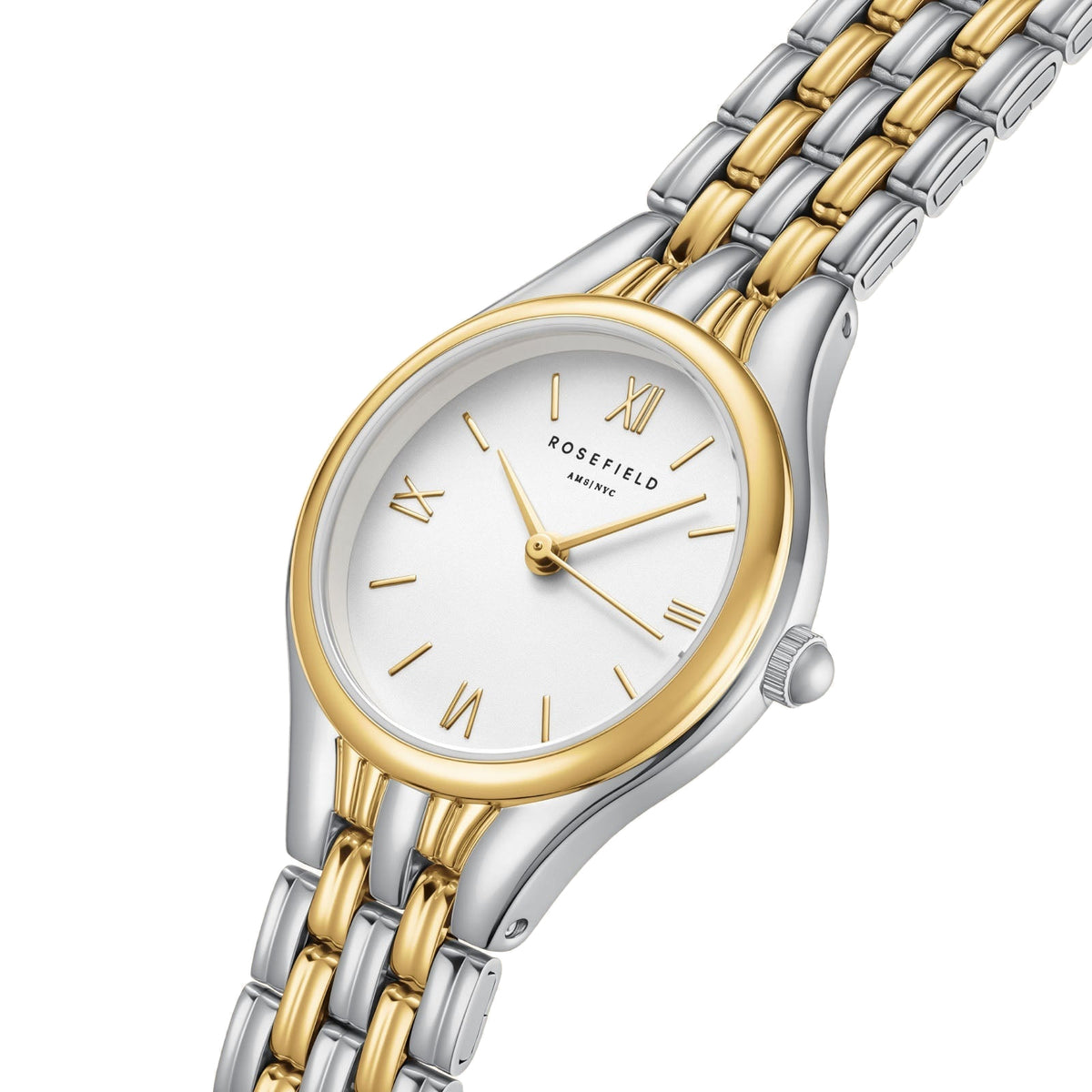 Rosefield Muse White Dial Two-Tone Silver Gold Bracelet Watch MUWDSD-MU03