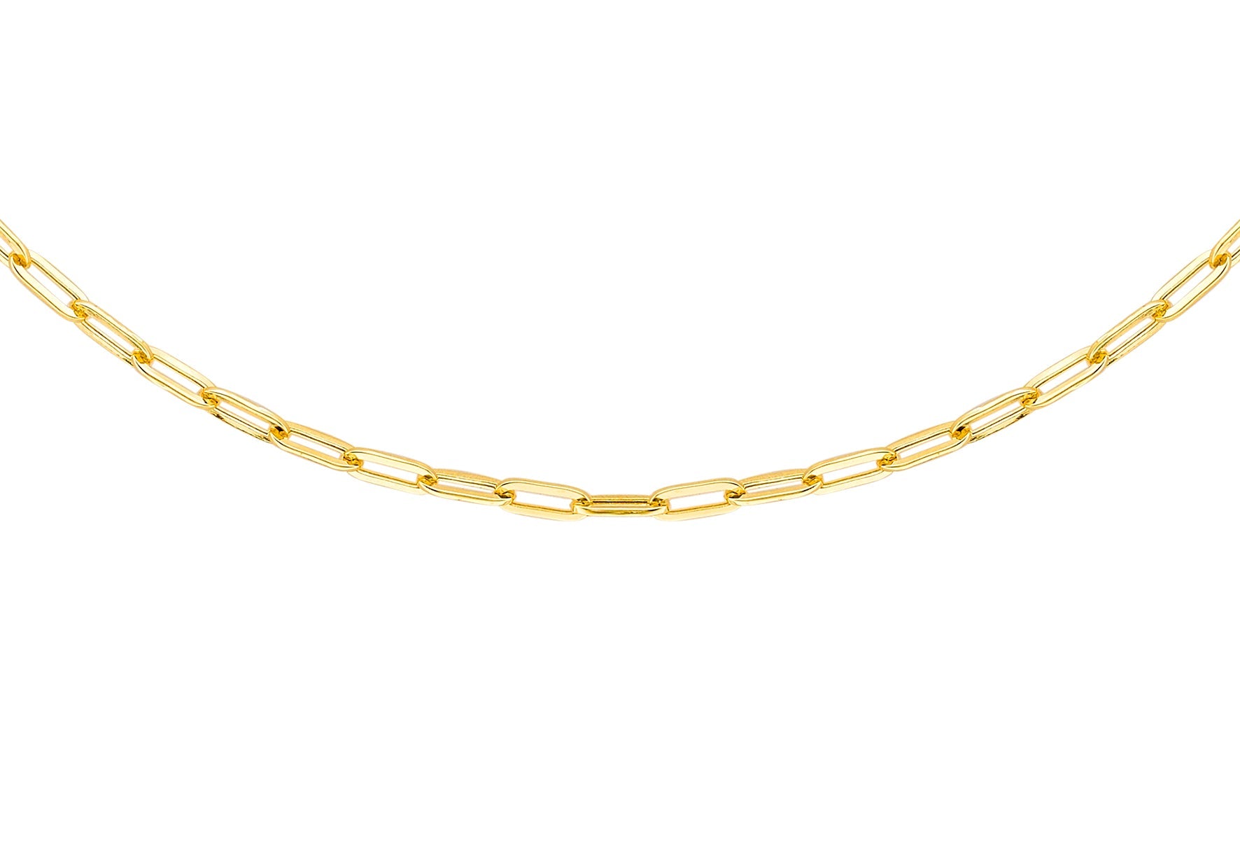 9K Yellow Gold Paper Chain Necklace Elegant 45 cm Jewelry Gift